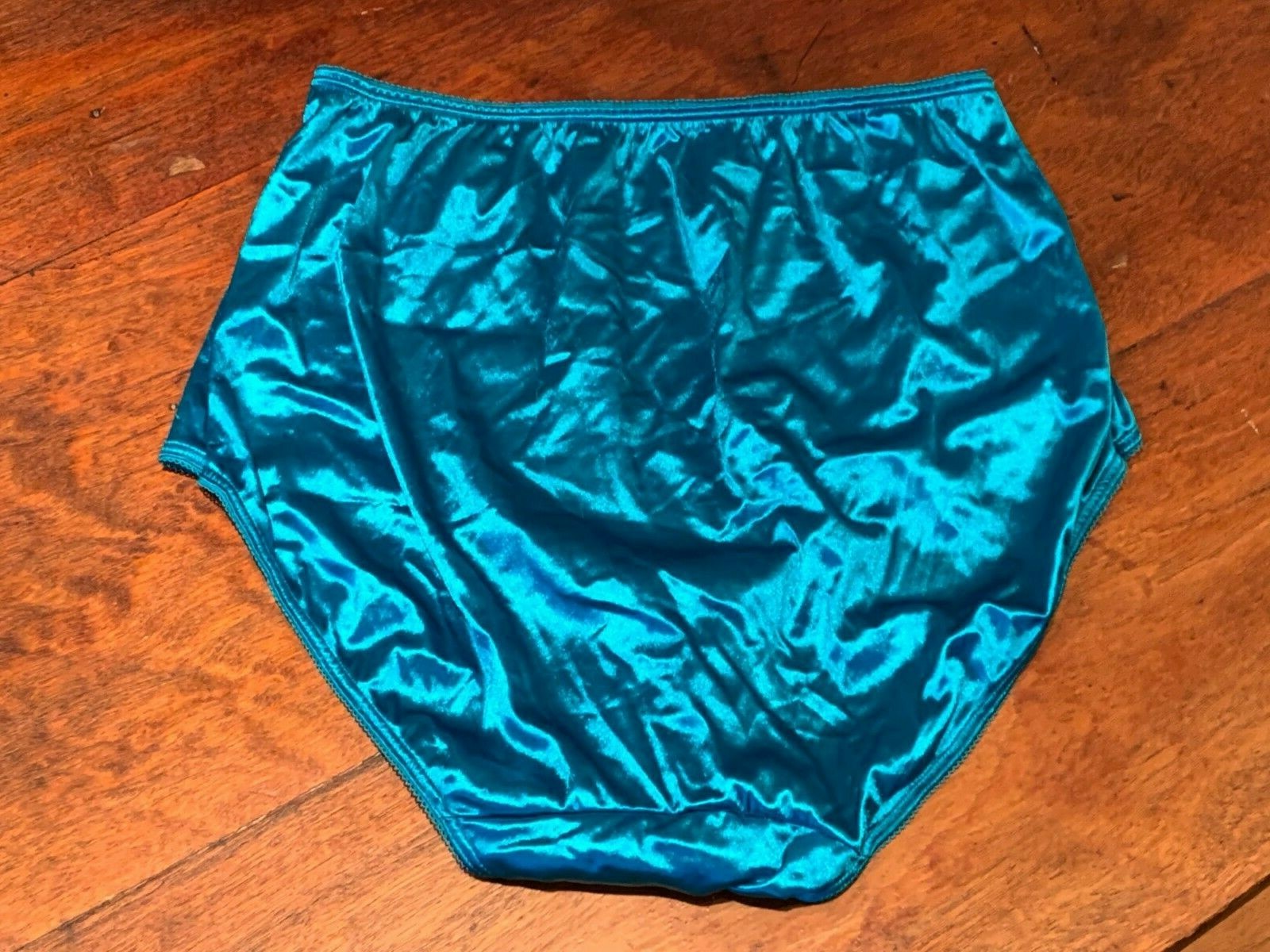 VINTAGE LANE BRYANT INTIMATES TURQUOISE SATIN FULL BRIEF PANTIES SIZE 14 16 XL