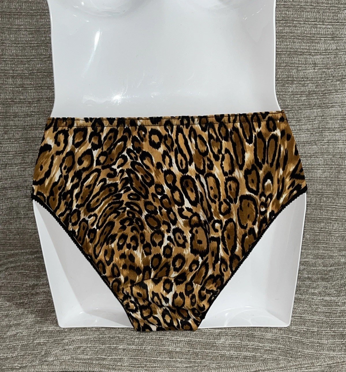Vintage 60s Nylon Retro Leopard Pattern Print Bikini Sheer Silky Panties Sissy S