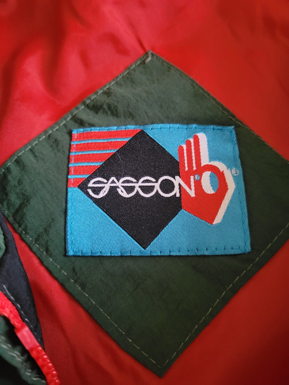 Vtg SASSON Jacket Logo Tyvek Rare Gucci GREEN RED Keddem Hip Hop 70s 80s 90s Y2k