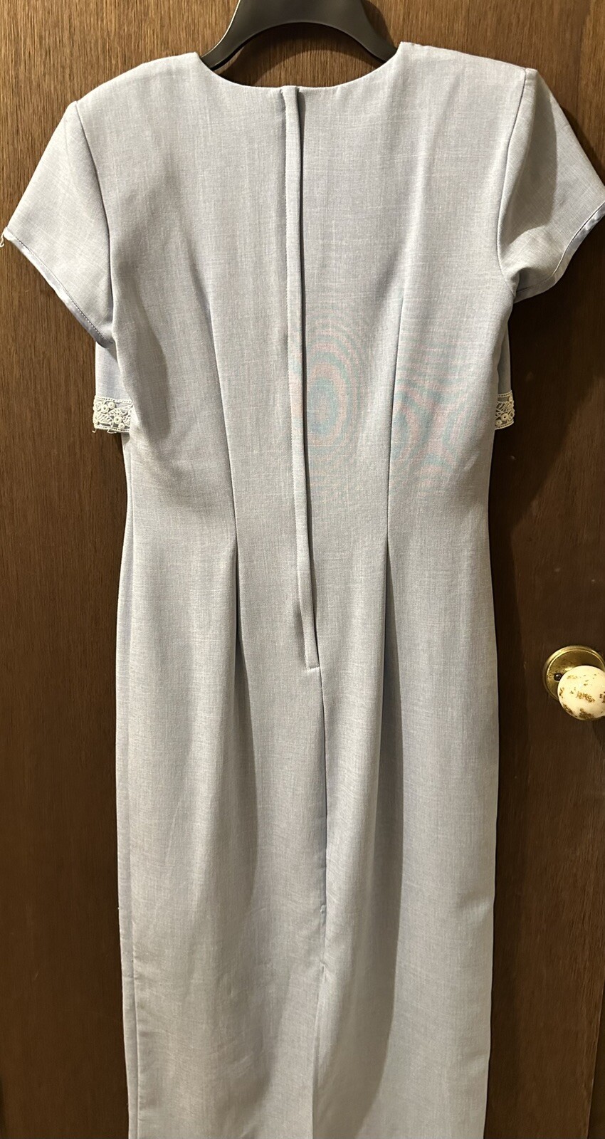Vintage 1990&rsquo;s Womens Ladies Trendy Retro Pale BabyBlue Office Dress – Size 7/8