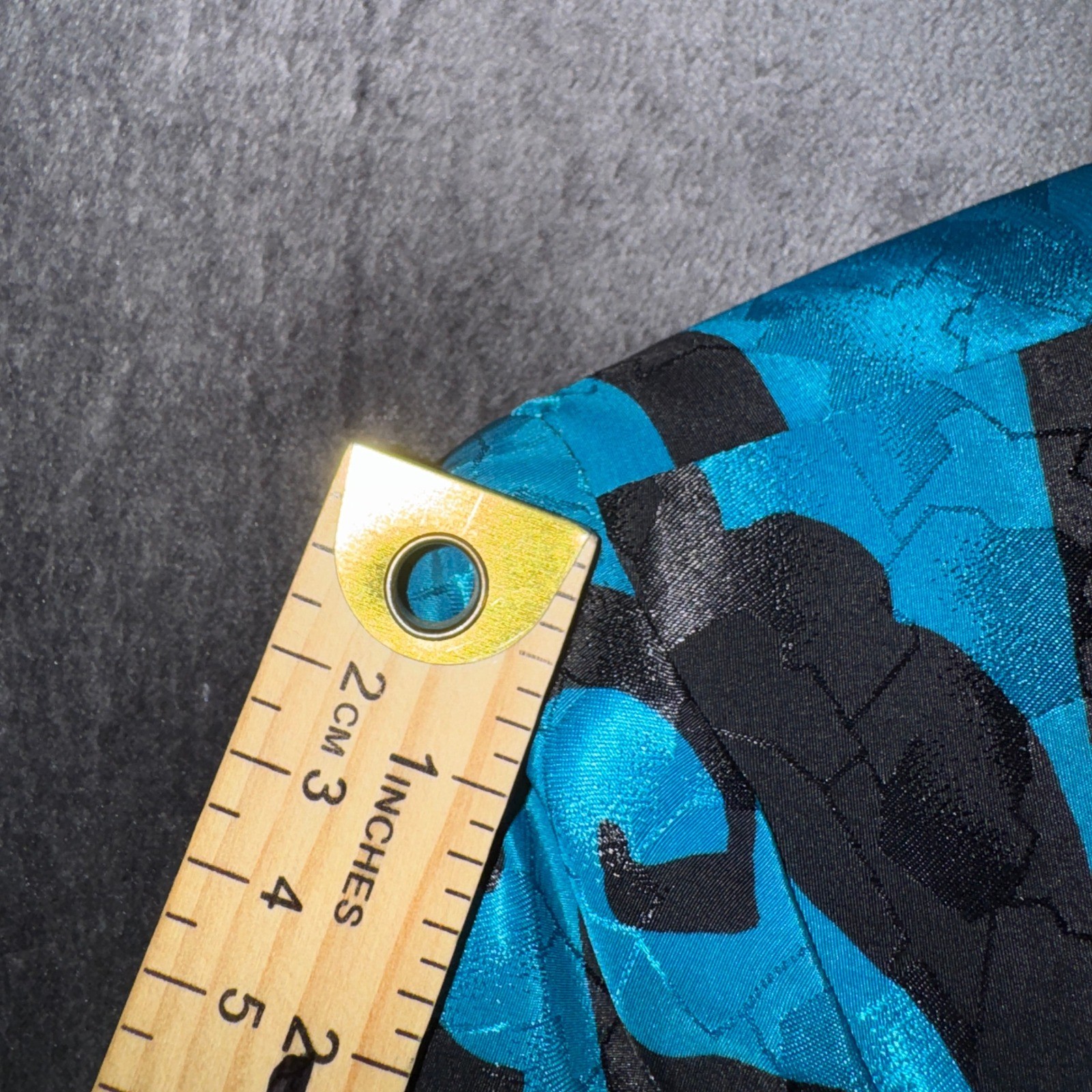 Versailles Vintage Blazer Turquoise Black Geometric Jacquard Shawl Collar M 2935
