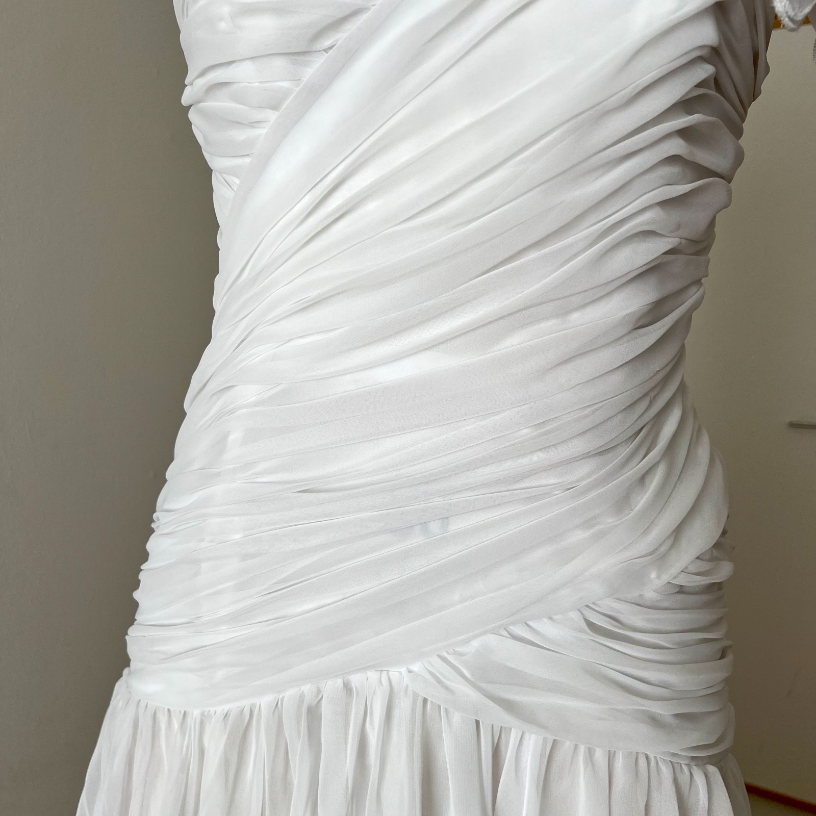 1980s JOHN CHARLES Minimalist Wedding Dress Drop Waist Bridal Fairytale Romantic