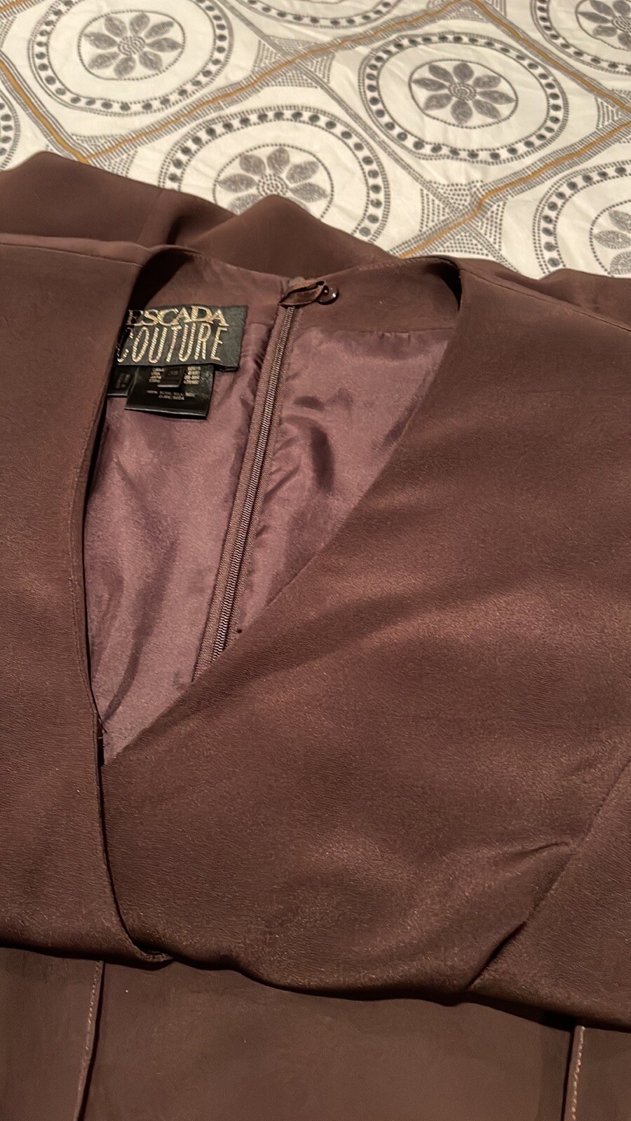 VINTAGE 1980&rsquo;S ESCADA COUTURE SILK BROWN DRESS SIZE IT 38