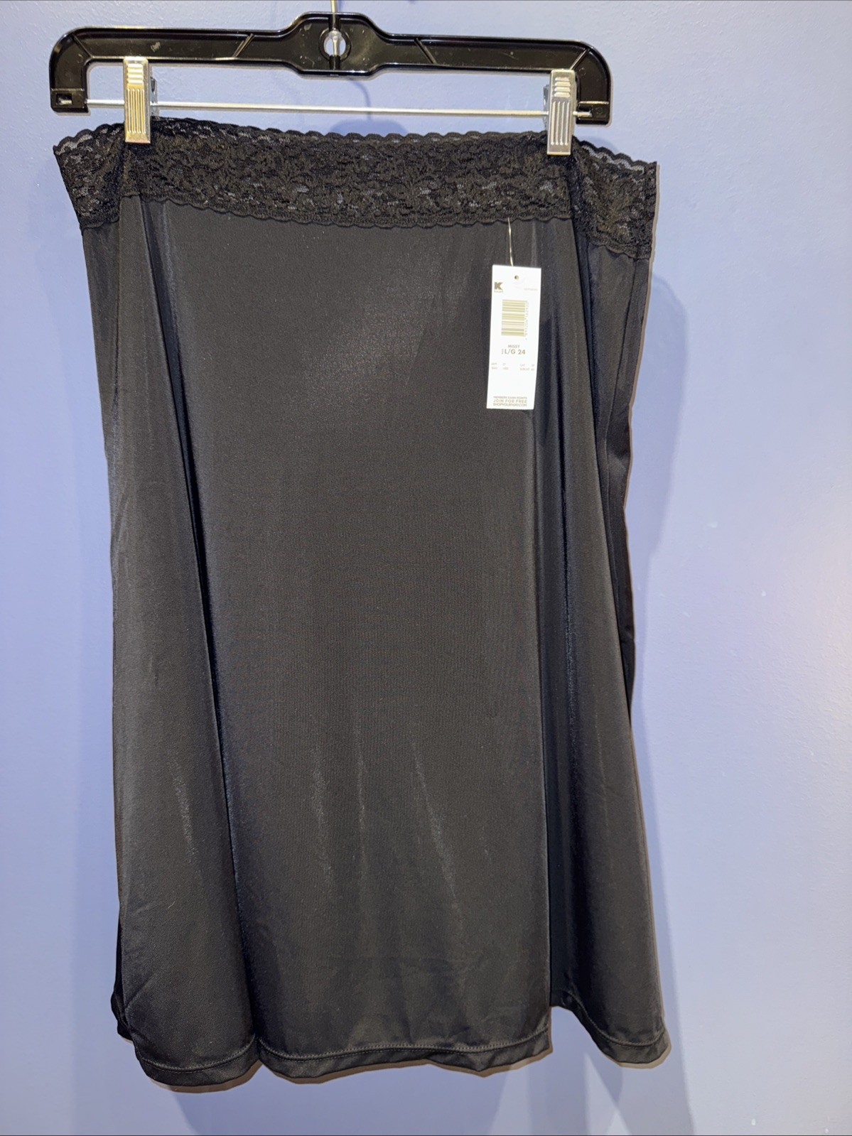 36” Waist Black Half Slip Jaclyn Smith Sized Large (24) New With Tags, Lace Band