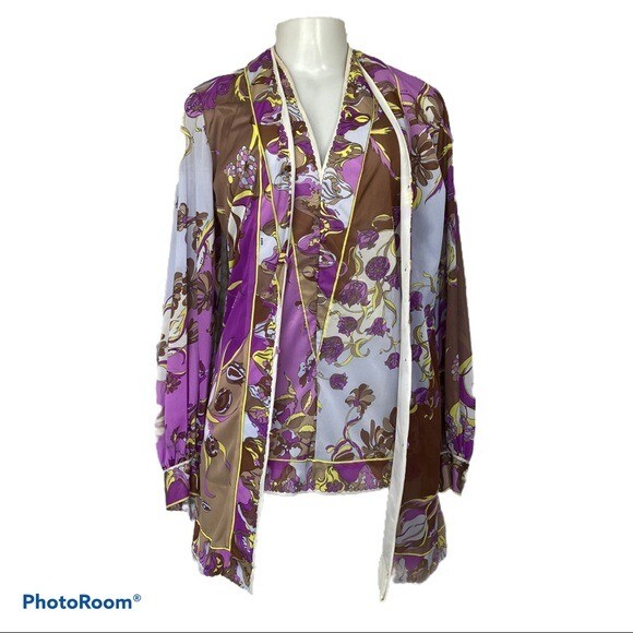 VTG 60’s Emilio Pucci Mod Psychedelic Print Brown Purple Green Floral Set S