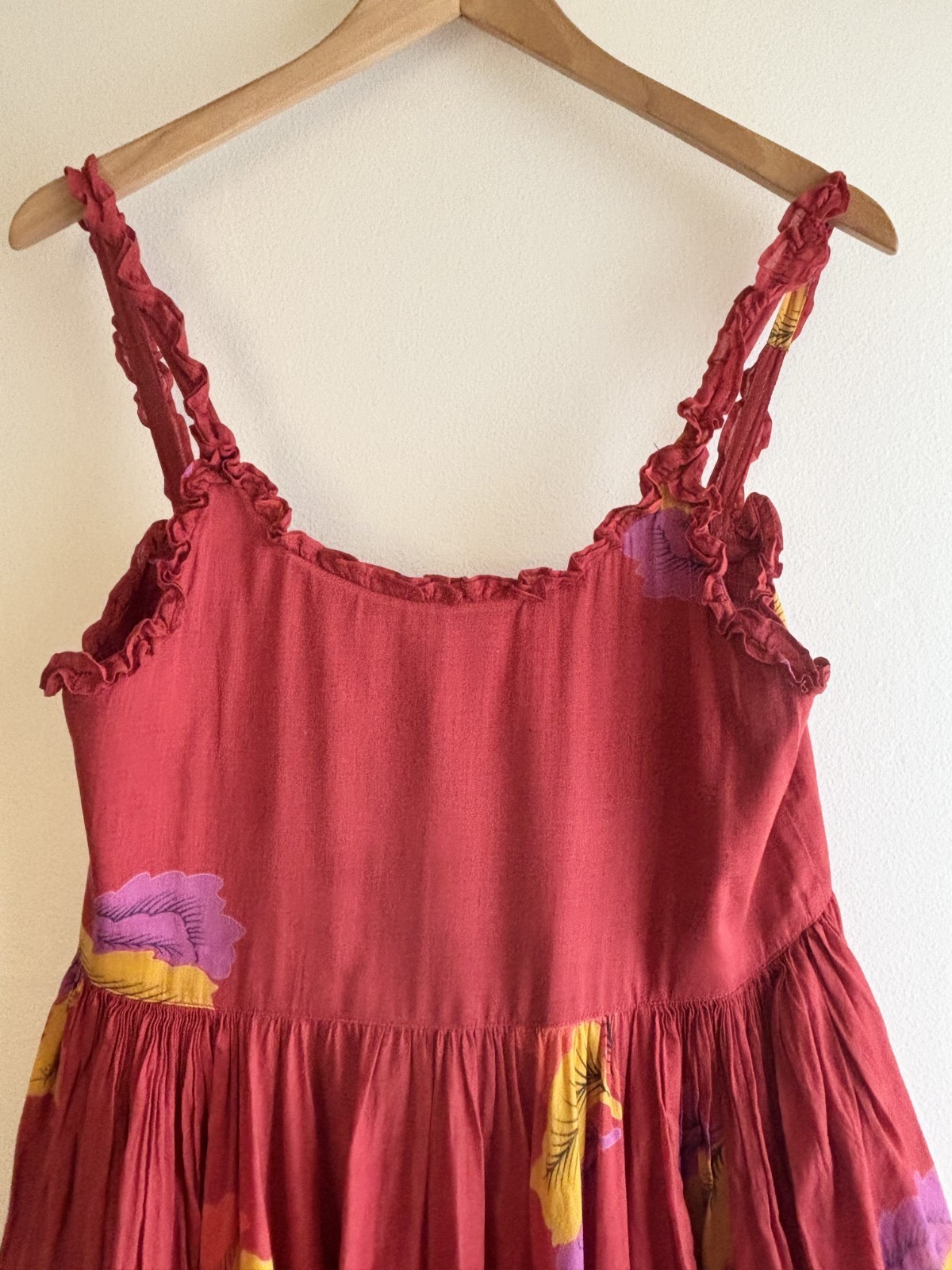 Vintage 70s rare KENZO « Jungle Jap » ruffle bubble cotton tropical sun dress 38