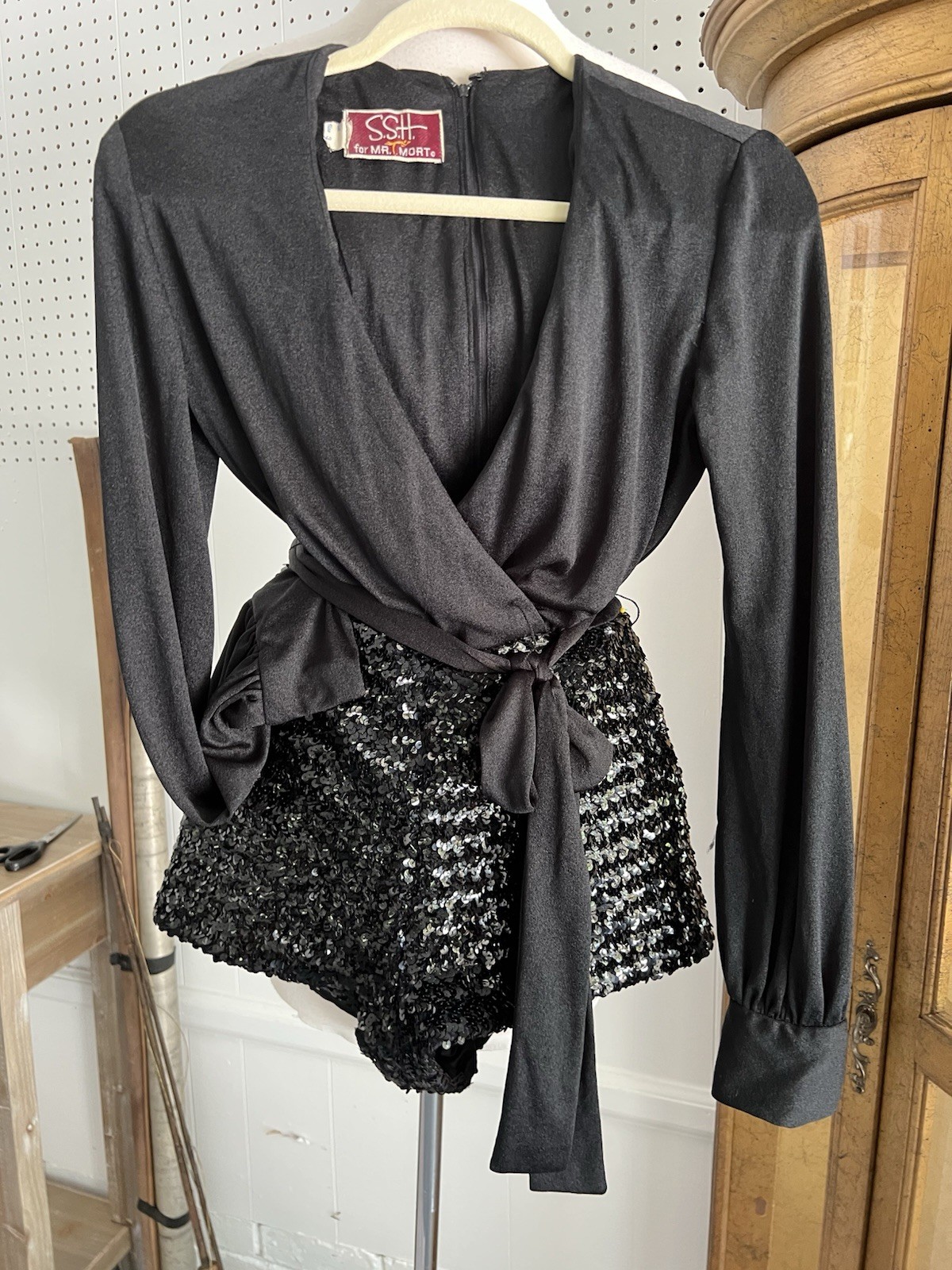 VTG 1970’s Wrap Romper W/sequin Shorts & Belt, Lined, Go Go, Disco, Lined