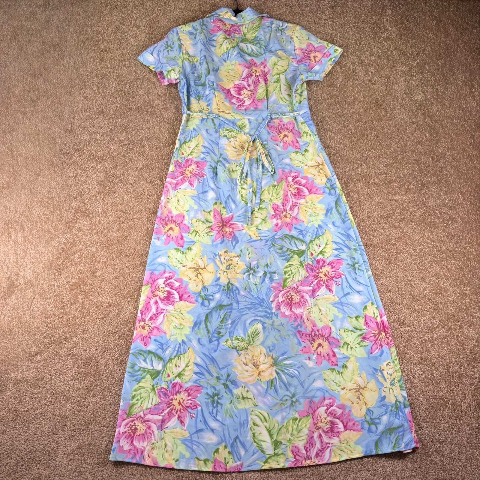 Vintage Joni Blair Blue Floral Button Up Dress Size 9/10