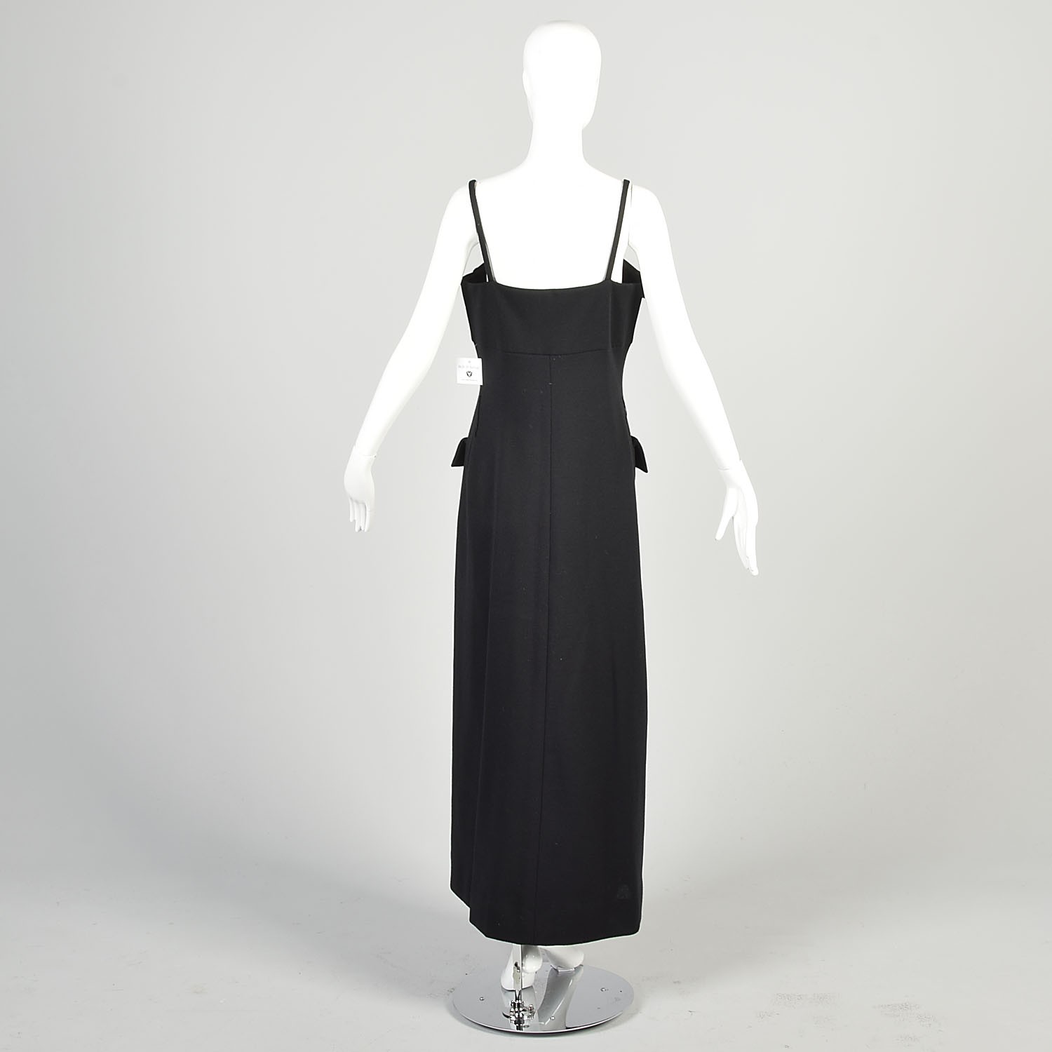 Medium 1970s Geoffrey Beene Black Maxi Heavy Knit Patch Pocket Button Layer Maxi
