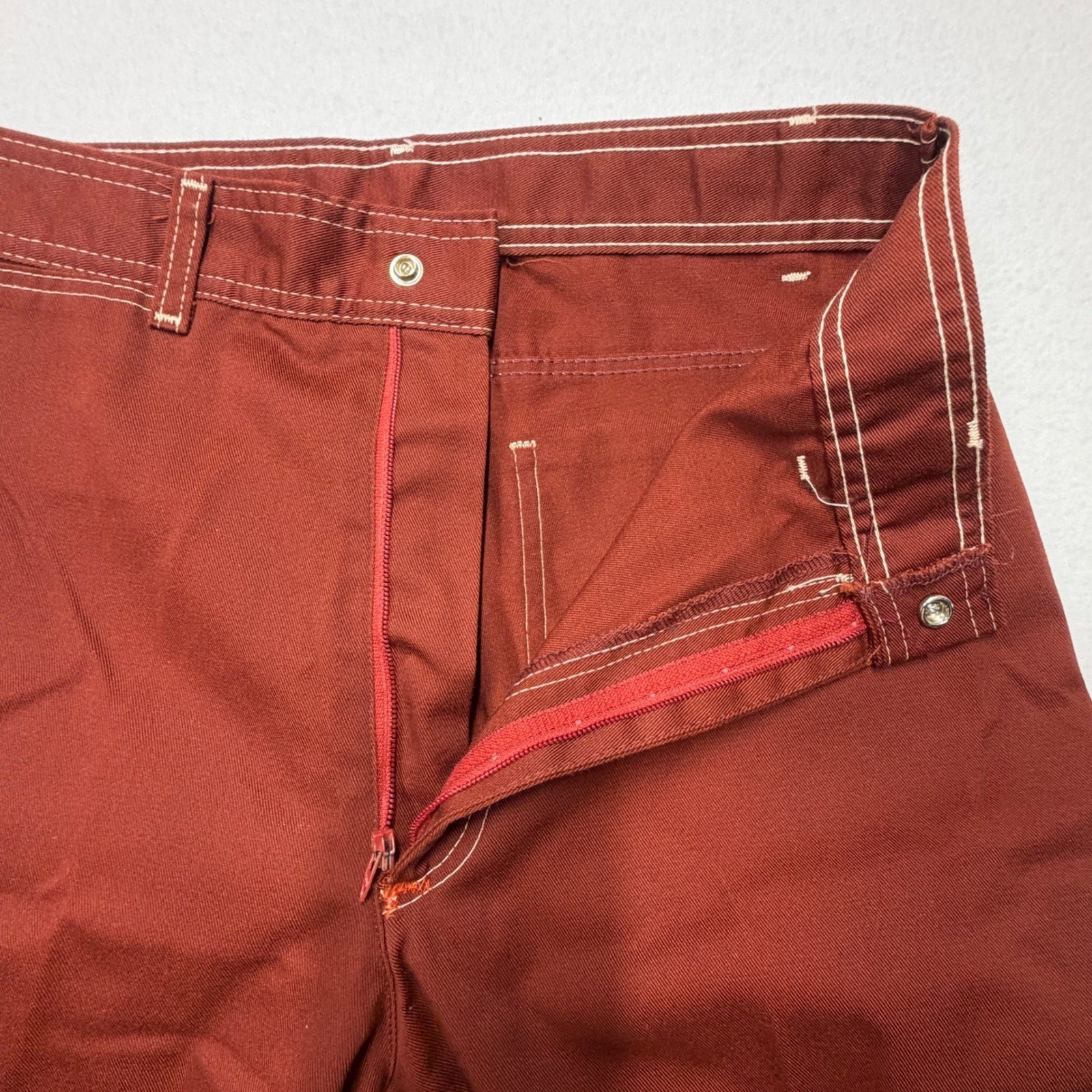 Pizzazz Rust Brown Vintage Western High Rise Straight Leg Pants Size 12 USA 70s