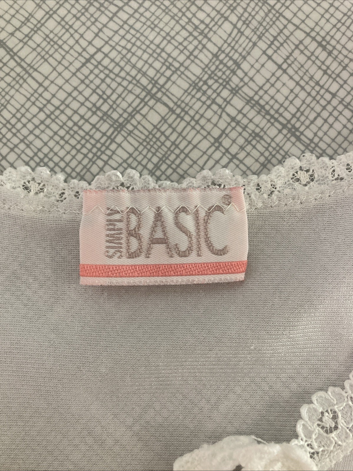 Vtg 90s Simply Basic White Ivory Nylon Nightgown XS/S Lace Trim Single Stitch