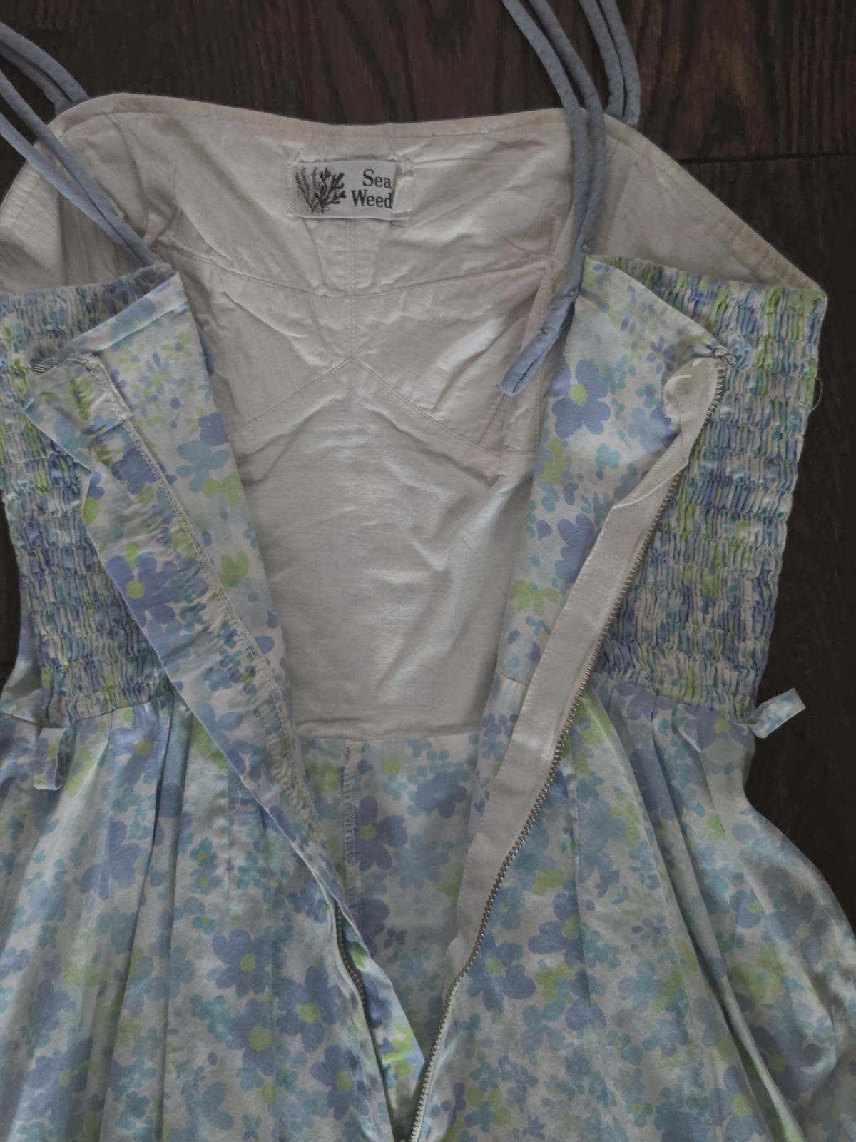 Vintage Sea Weeds Floral Skort Romper Women&rsquo;s Size 10 Blue Purple Summer Dress