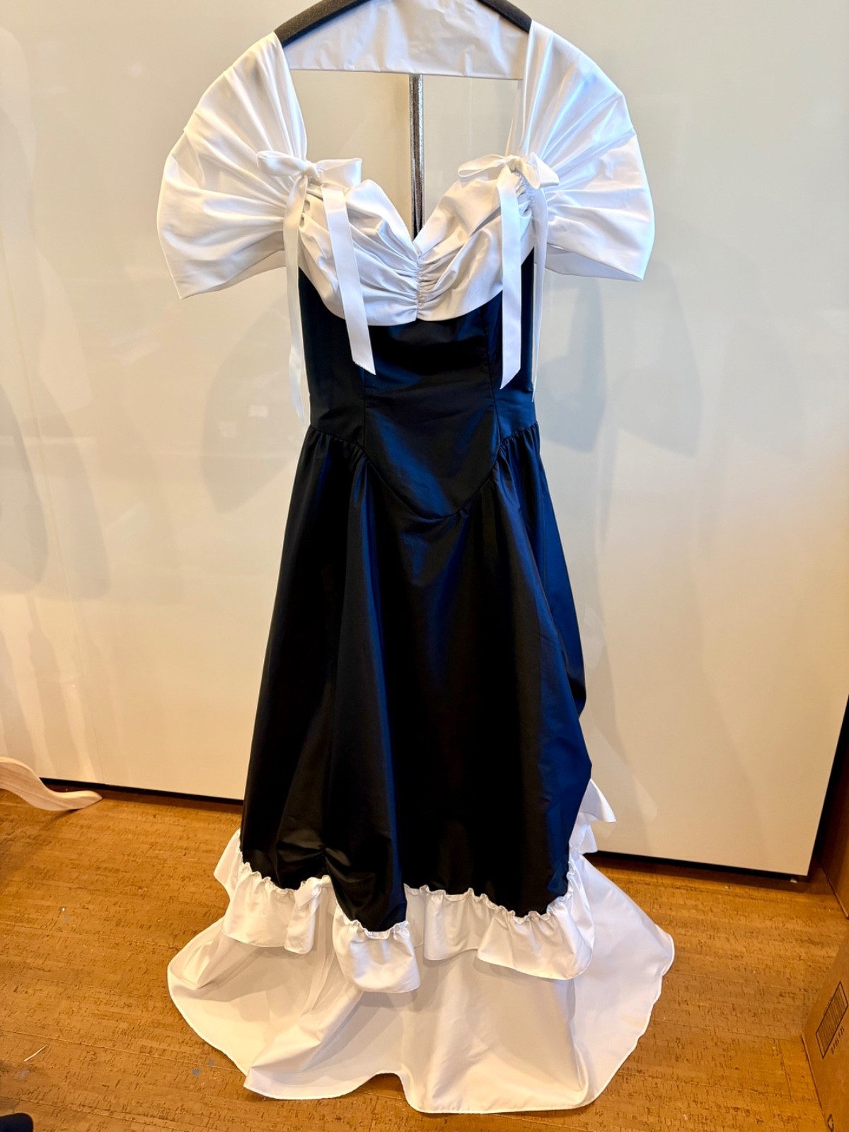 Flirtations Alfred Angelo VTG 1987 Prom Dress Black White Full Length Made In US