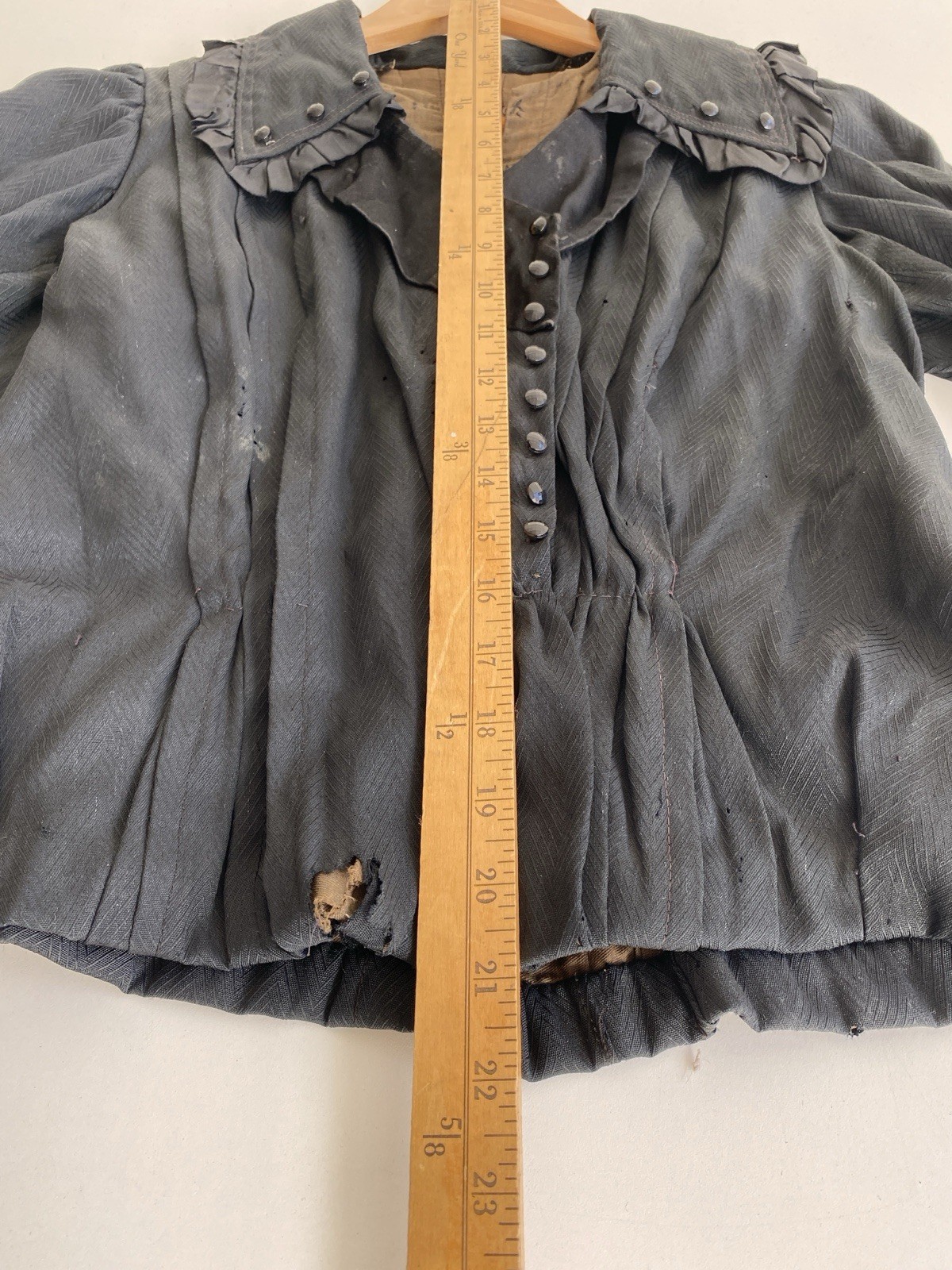 Antique Edwardian S Fine Wool Silk Trim Mourning Jacket Victorian