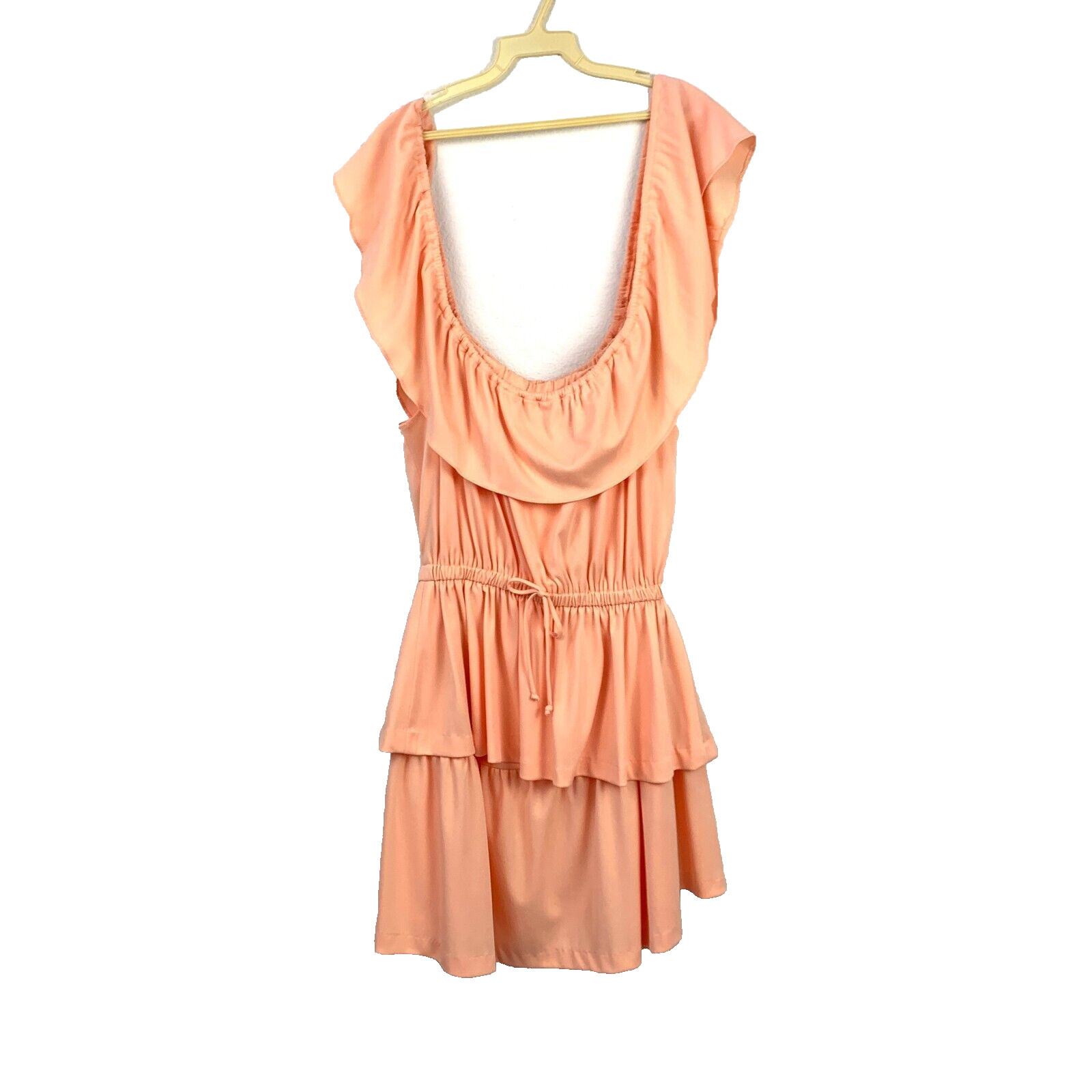 Vintage Peach Hippy Boho Off Shoulder Two-Piece Shirt Skirt Dress Outfit Size 18