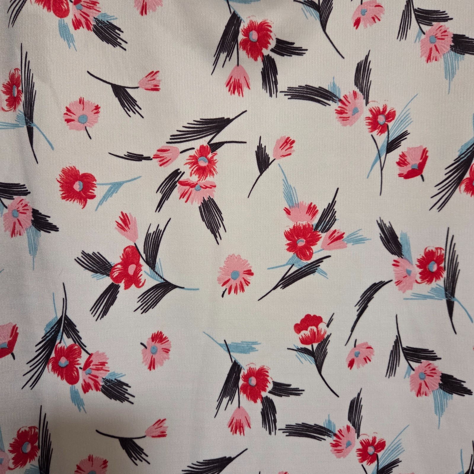 Vintage 70s Novelty Floral Print TANK TOP Stretchy Nylon POLYESTER Size M