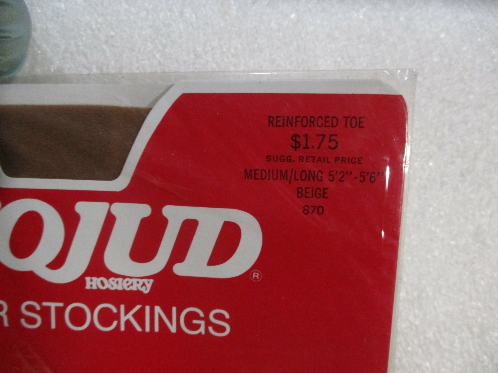 1 PR VINTAGE MOJUD RT STRETCH MESH SHEER NYLON STOCKINGS SZ MED/LONG BEIGE