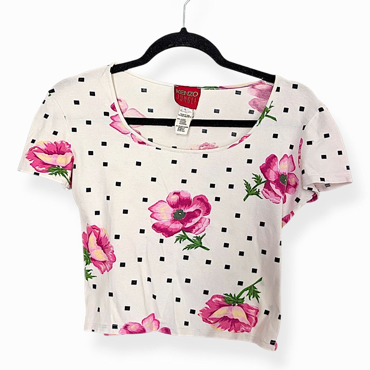 Kenzo Jungle VTG Y2K rare designer Italy made cyber floral fairy crop baby tee
