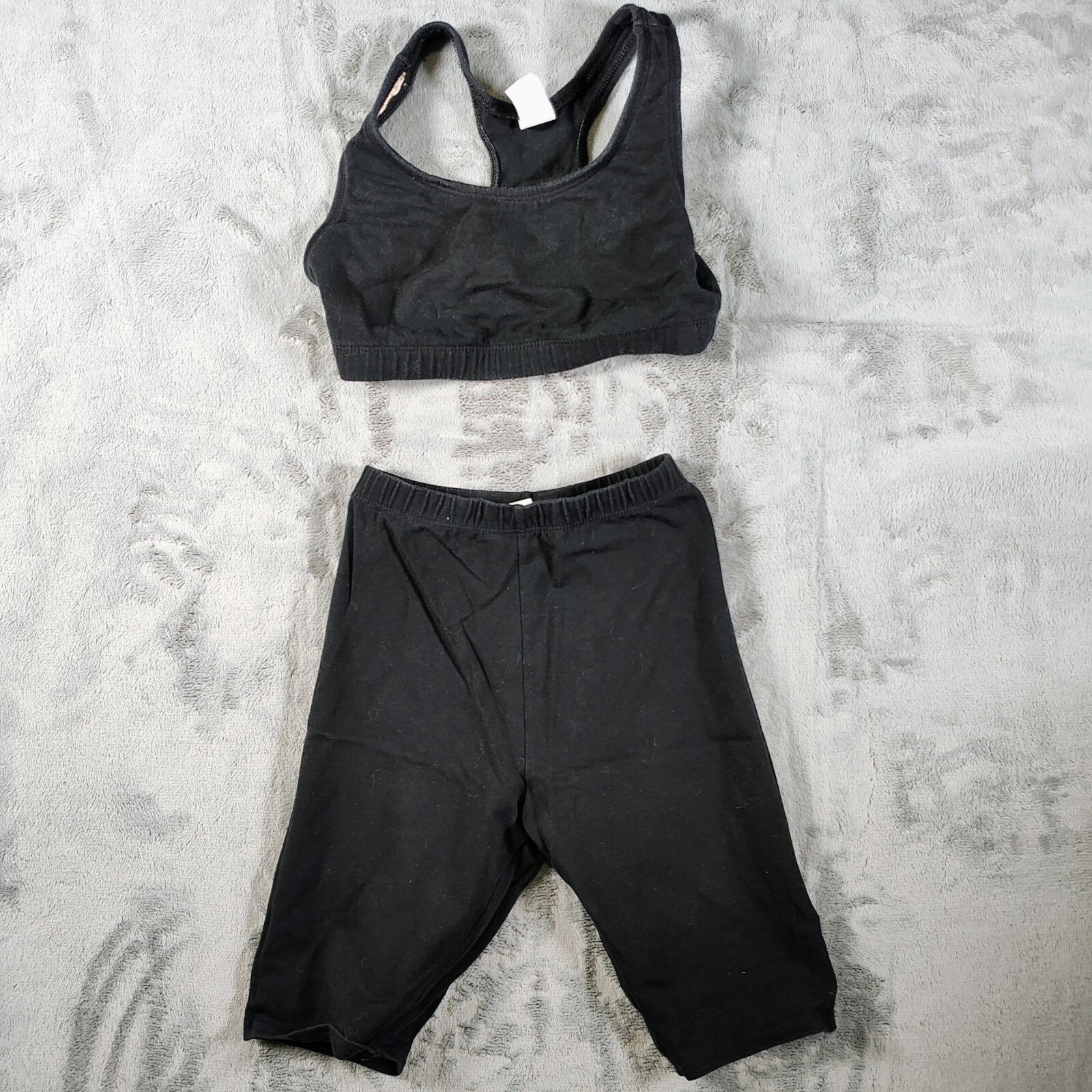 Vintage 1980s The Body Co. Womens Black Spandex Sports Bra & Shorts Set (Small)