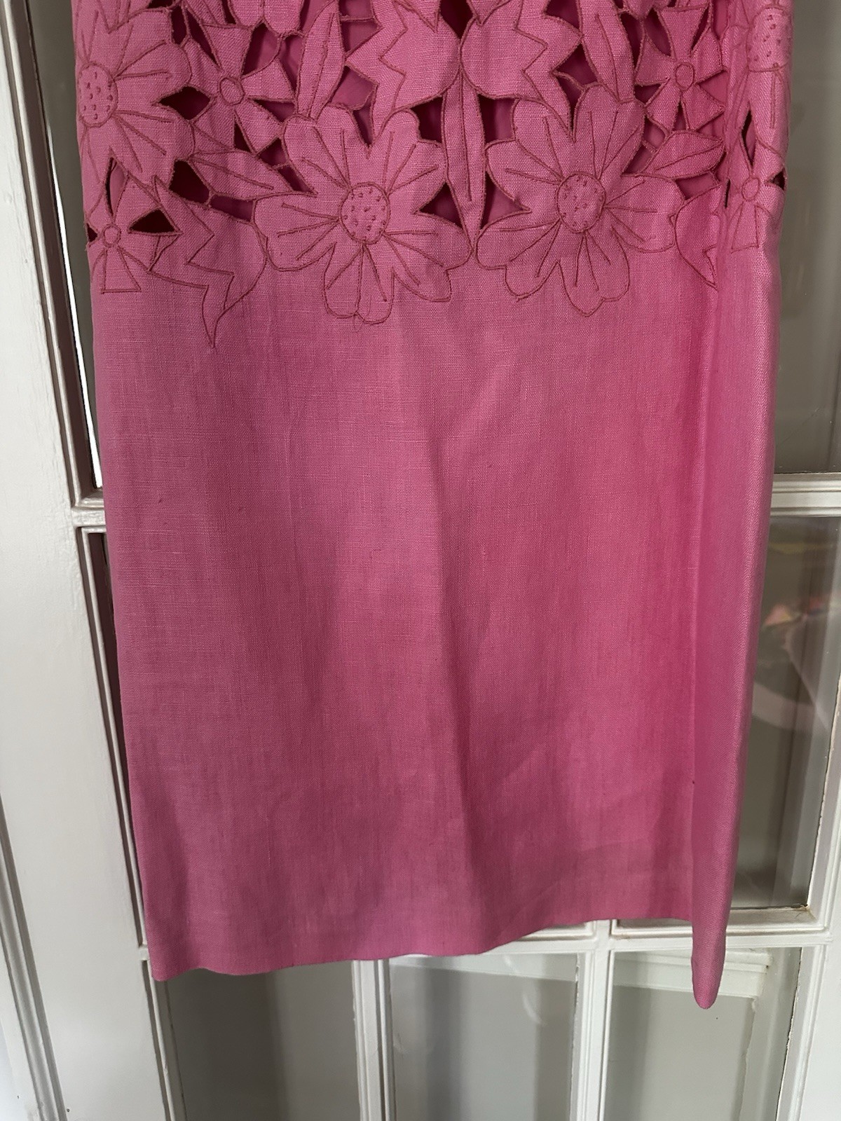 Vintage 1960s 70s Ruth Clarage Floral Cutwork Sleeveless Dress Jamaica 14 12