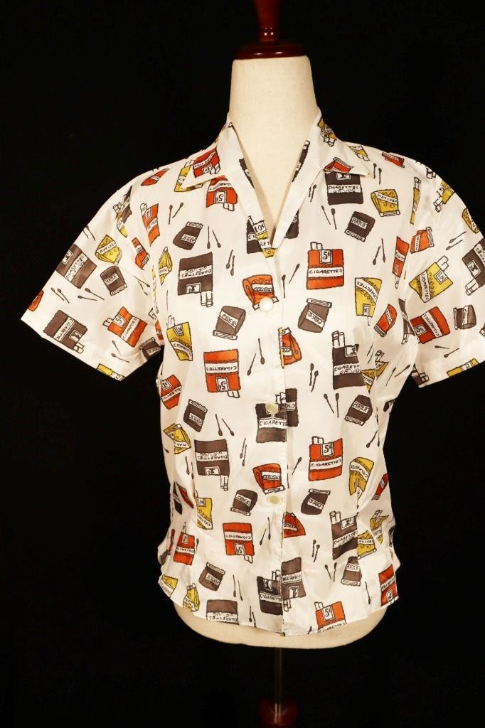 Vintage Deadstock 1950&rsquo;s Nylon Cigarette Blouse Size Large Excellent Condition