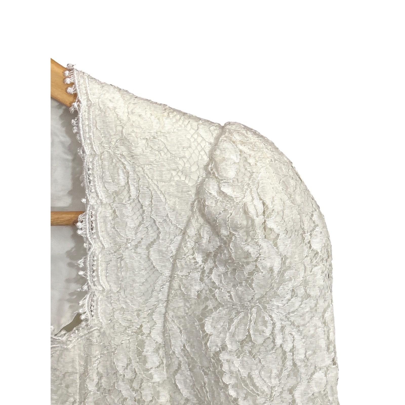 90s Scott McClintock Lace Blouse Cottagecore Victorian Ivory Short Sleeve Top