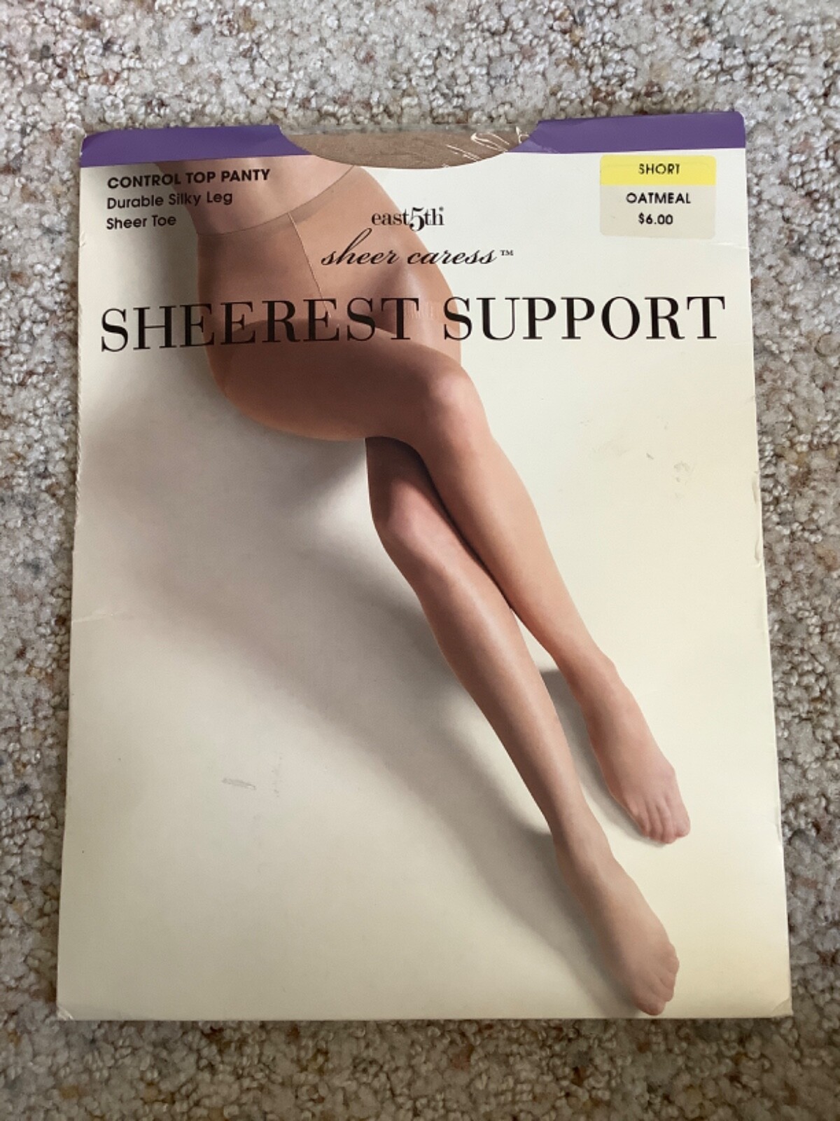 Vintage JC PENNEY Sheerest Support PANTYHOSE Size SHORT Oatmeal Control Top