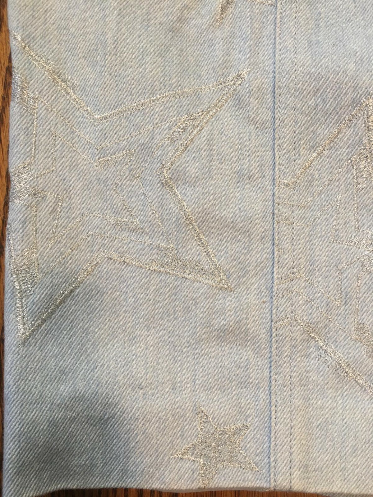 Vintage Embroidered Denim Pencil Skirt. Silver Stars. Western. XS S 0 2