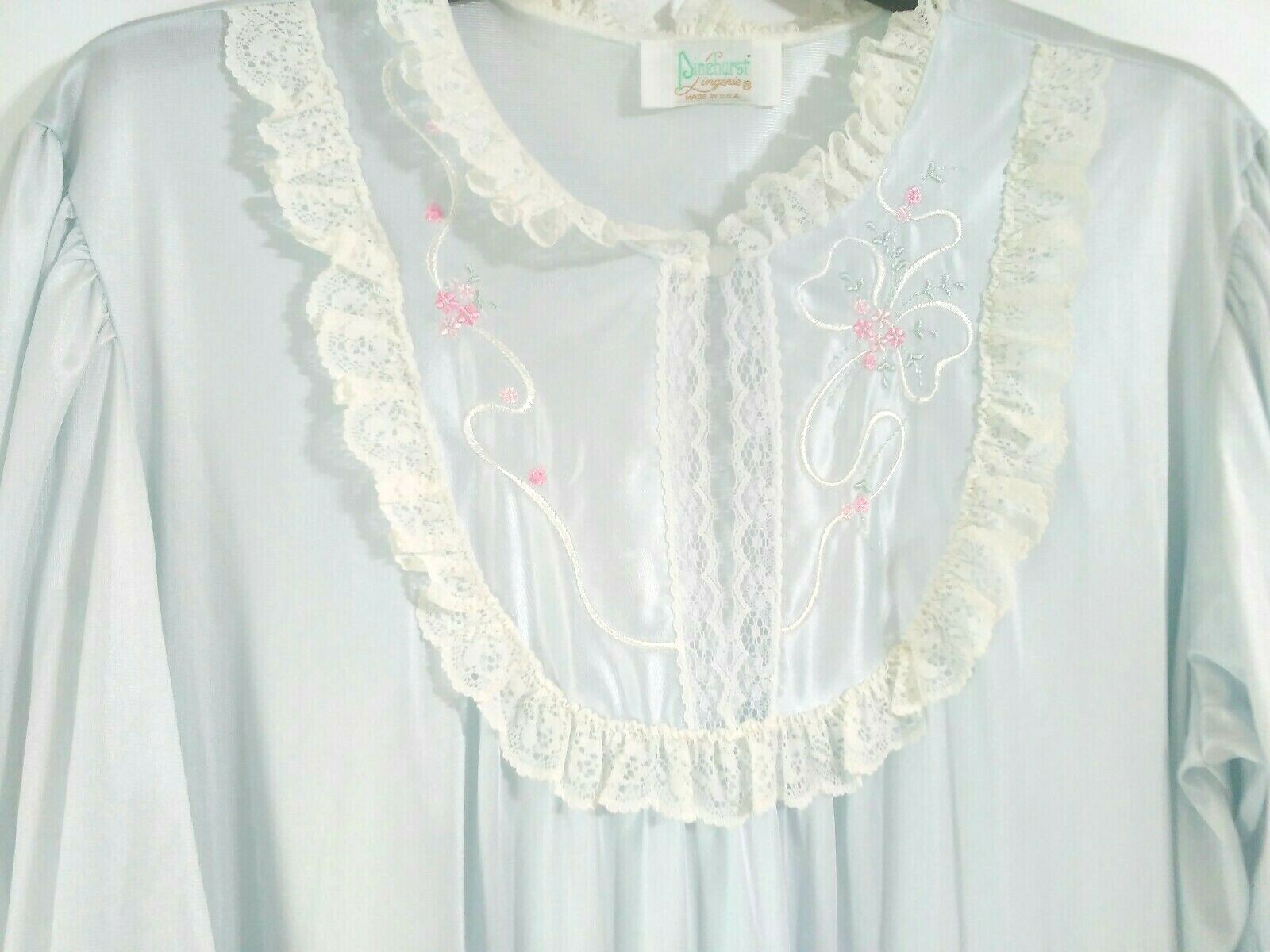 Pinehurst Lingerie Nightgown Negligee Gown Long Blue USA Medium Vintage Women&rsquo;s
