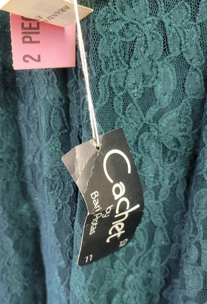NWT Vintage Cachet by Bari Protas Green lace women&rsquo;s Skirt Top Jacket Set 11/12