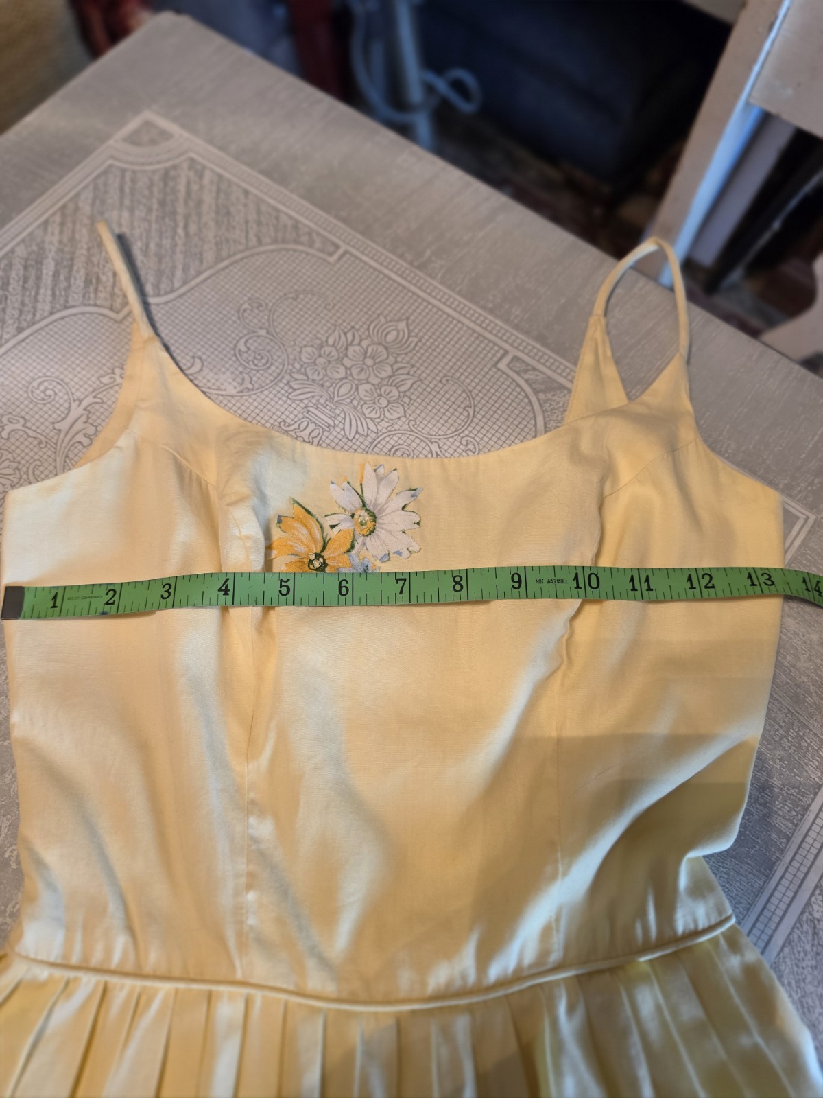 1950&rsquo;s Vintage Yellow White Striped Zip Cotton Fit & Flare Sundress XS