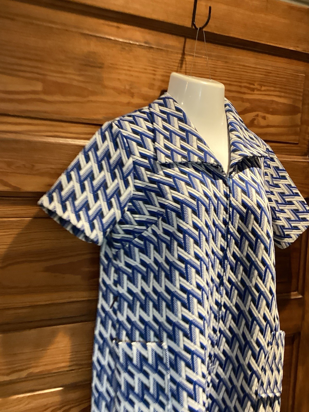 VGT Blue Geometric Polyester Mini Dress 22 1/2 Mod Rockabilly XXL