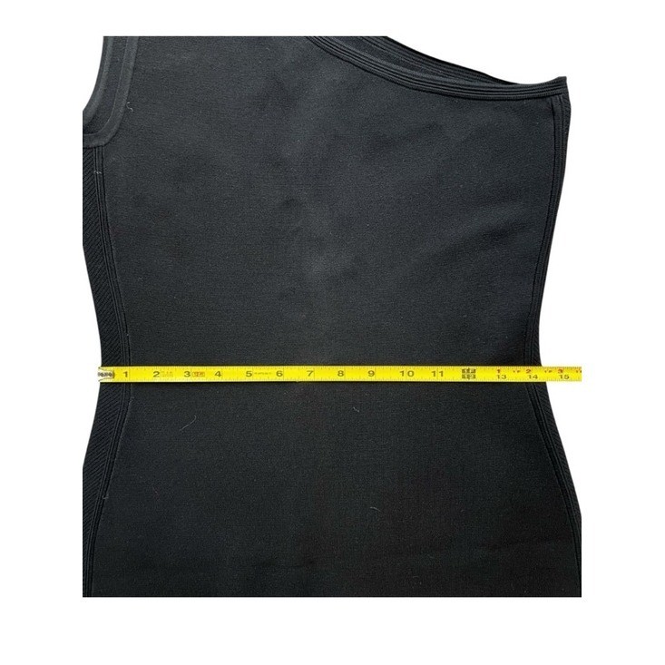 Diane Von Furstenberg DVF One Shoulder Black Bodycon Midi Dress Old Money M