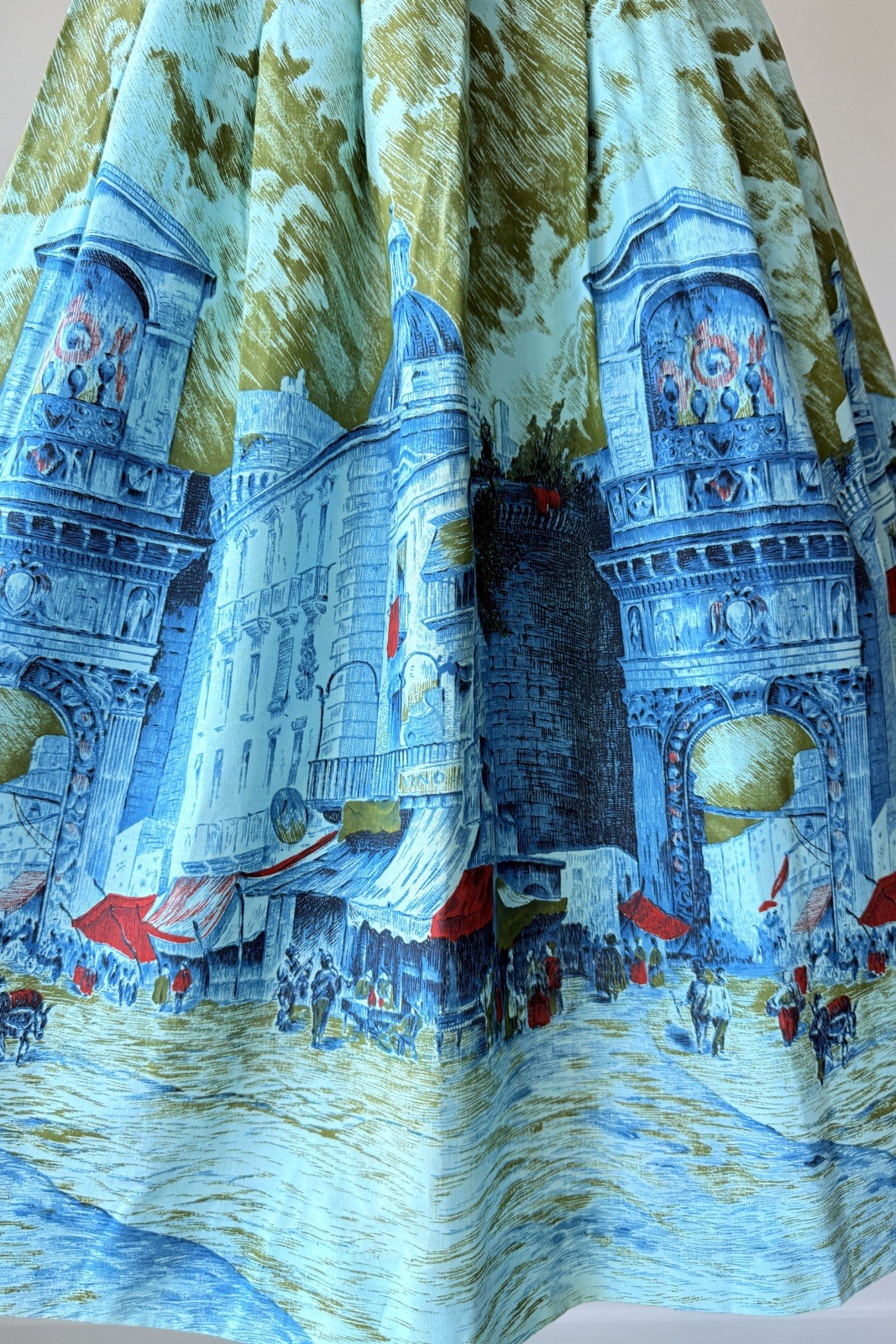 Vintage Millworth Renaissance Skirts Lot (2) Cotton Novelty Border Print XS 24