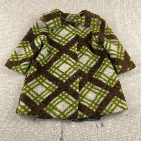 Vintage 50s 60s Fuzzy Plaid Jacket Womens Crop Mod Swing Mid Century Coat Green
