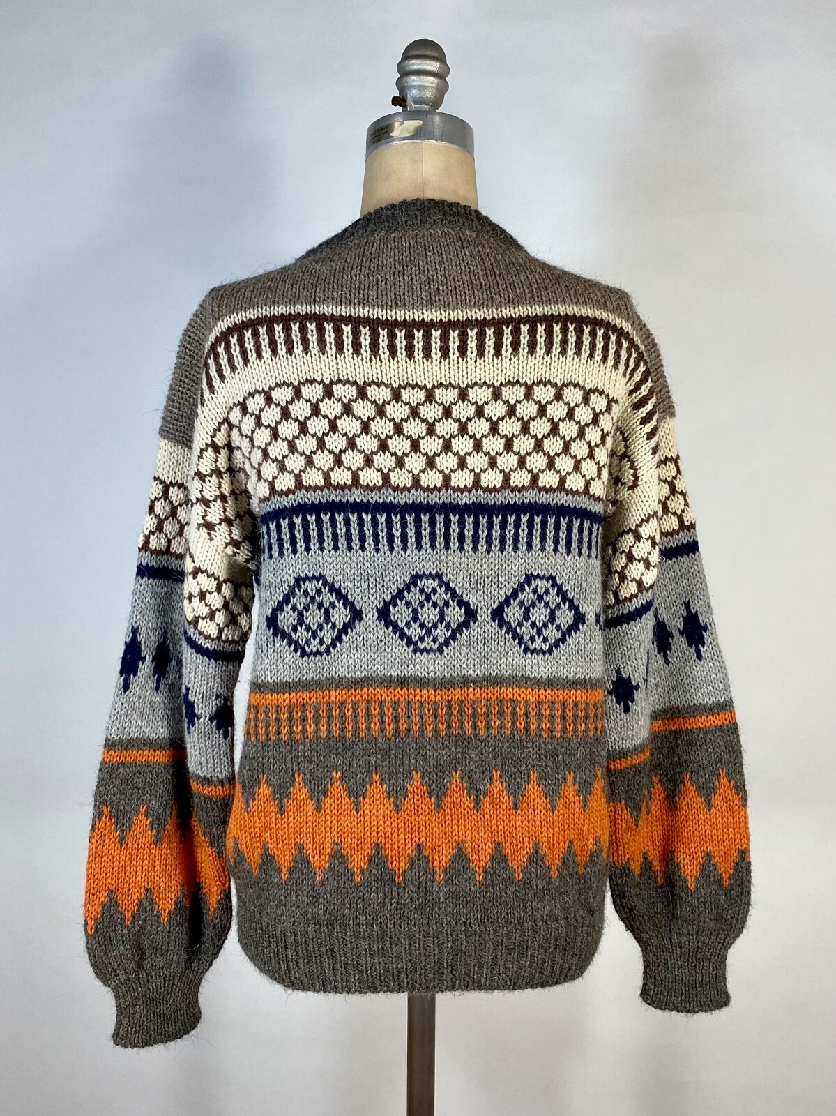 Vintage 1980&rsquo;s LINEA DE ALPACA Peruvian hand knit alpaca wool unisex sweater S/M