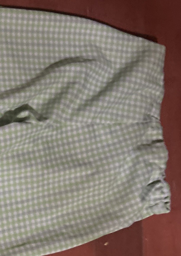 Vintage 1970 Womens Bell Bottom Polyester Pants Green,Grey,& White Hounds Tooth