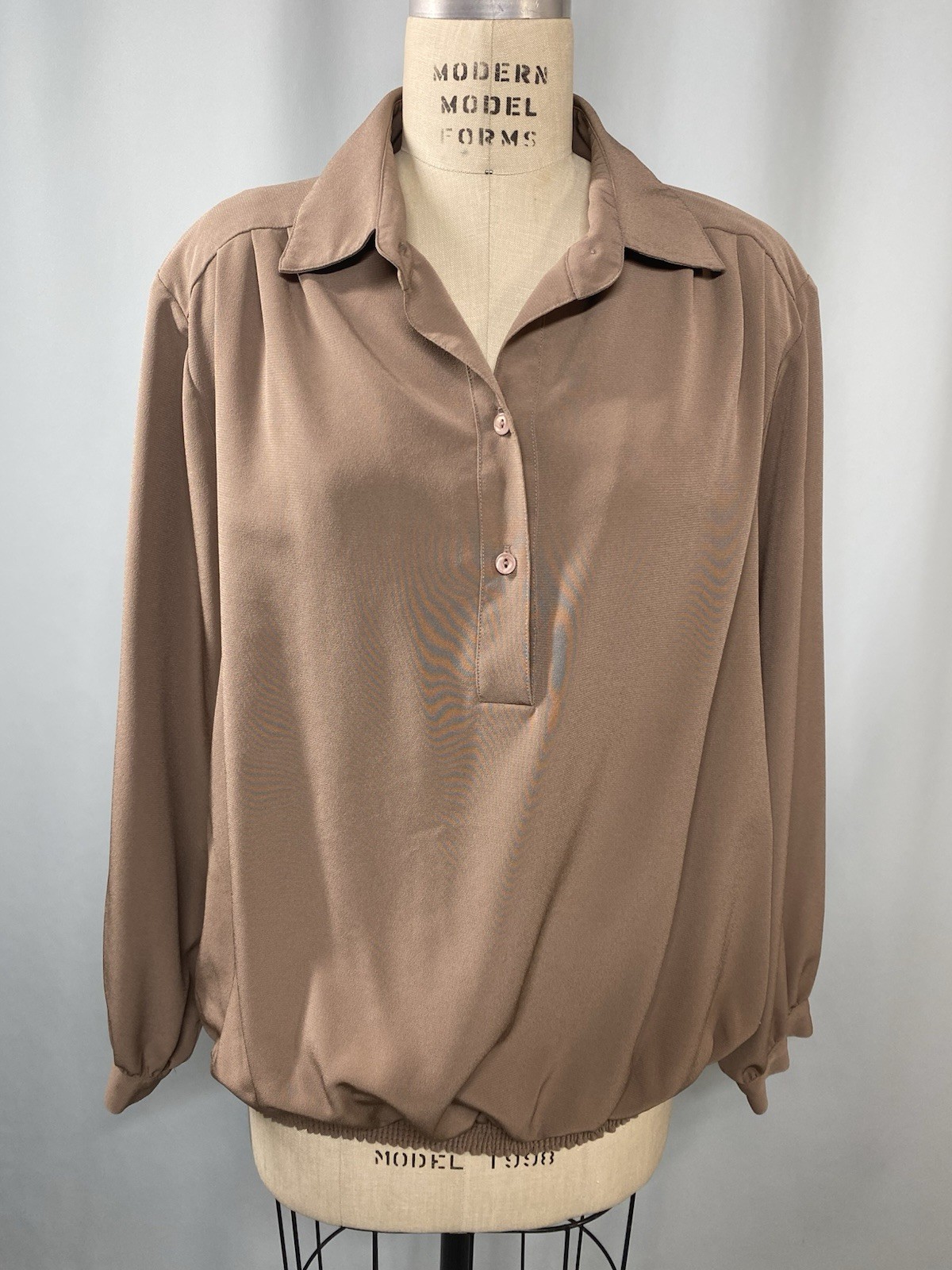Vintage Blouse SIZE 22W PLUS WOMEN&rsquo;S beige tan DARUE DRAPERS & DAMONS 80s 90s