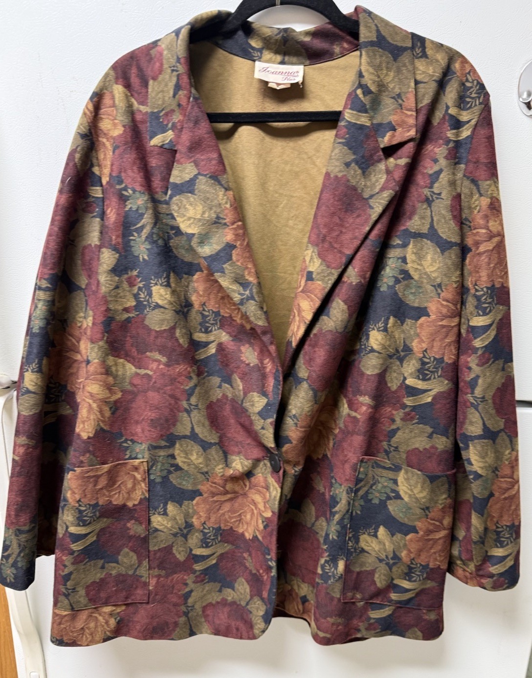 Joanna Plus Vintage Fall Colors Long Blazer One Button Size 22 Pre-Owned Good