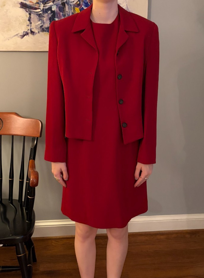 Vintage Harold&rsquo;s Red Dress Suit Dress With Jacket Size 8