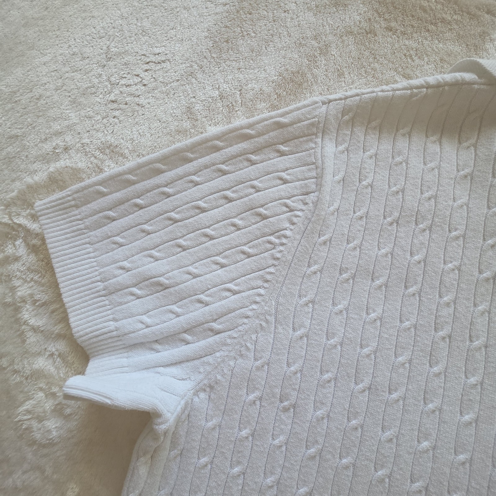 VTG White Stag Cable Knit Polo Sweater XL White 90s Streetwear Unisex Mens M L