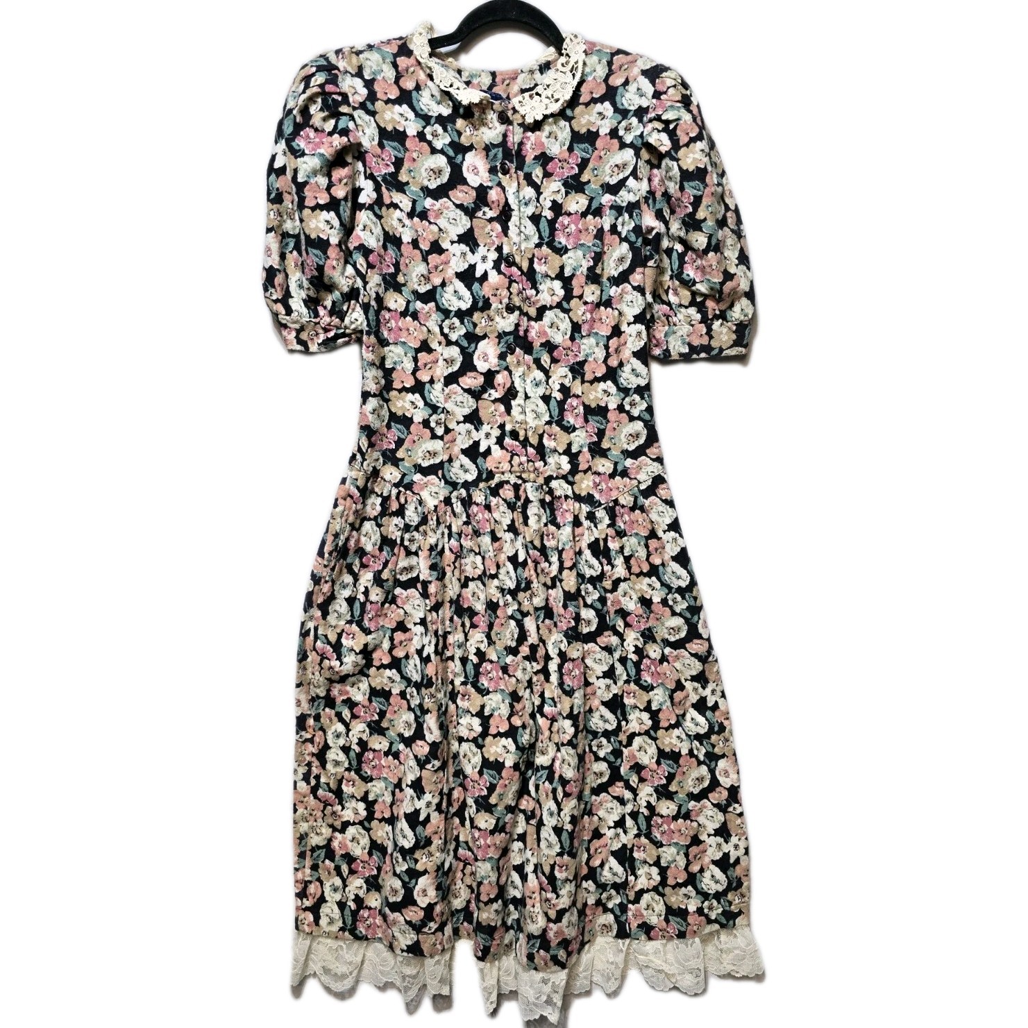 Vintage Women‘s Dress Maxi Floral Fleece 9 M Joni BLAIR