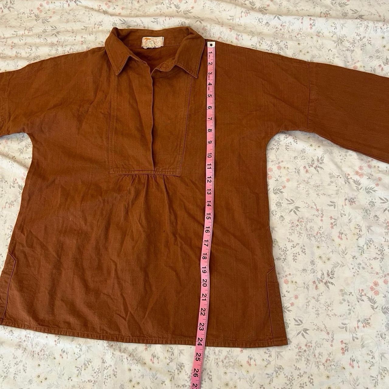 Vintage 70s The Phoenix Blouse Shirt Mexican Peasant Renaissance Cotton Twill