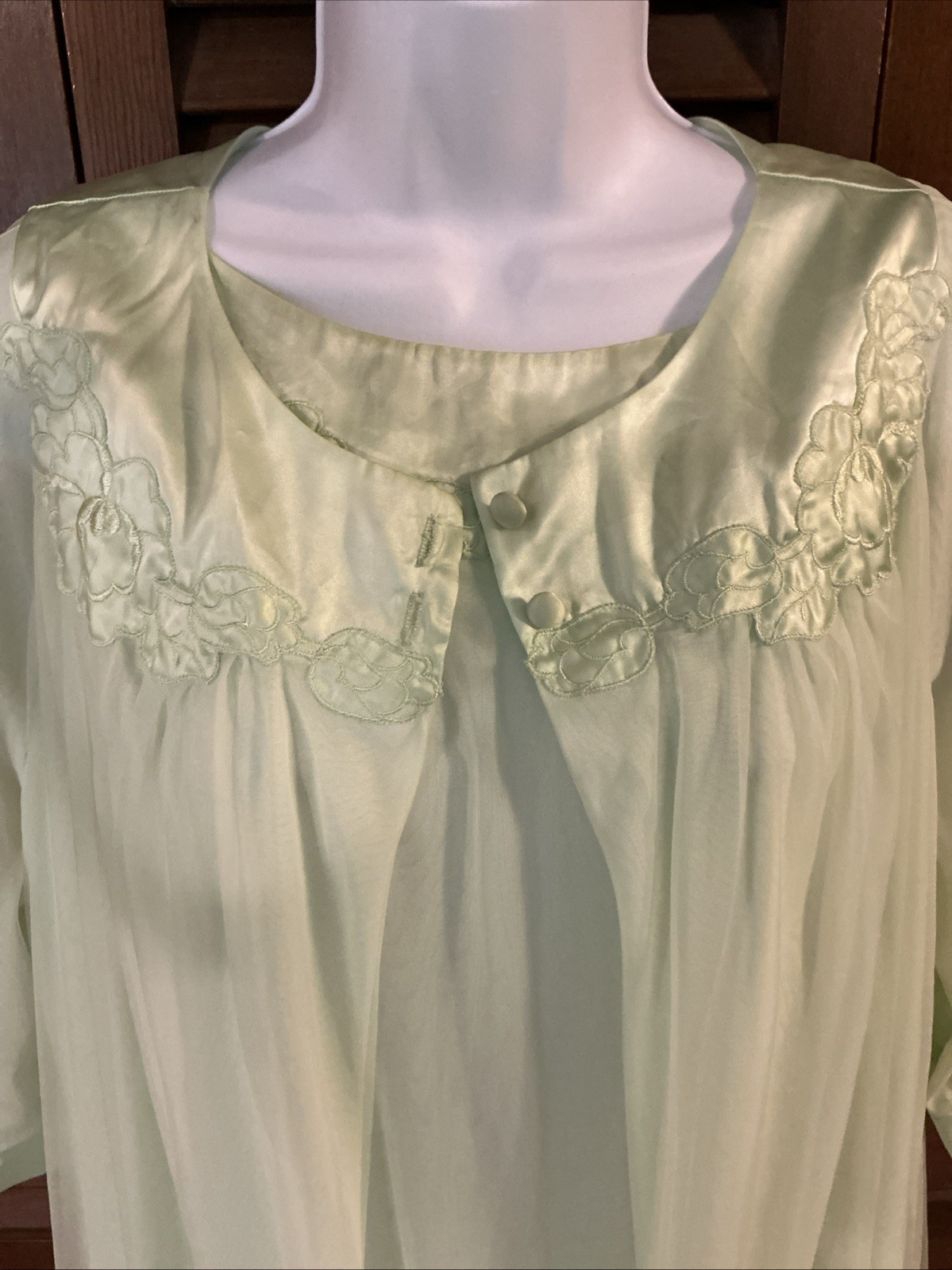 Gossard Artemis Large Mint Green Vintage Lace Robe & Nightgown Peignoir Set