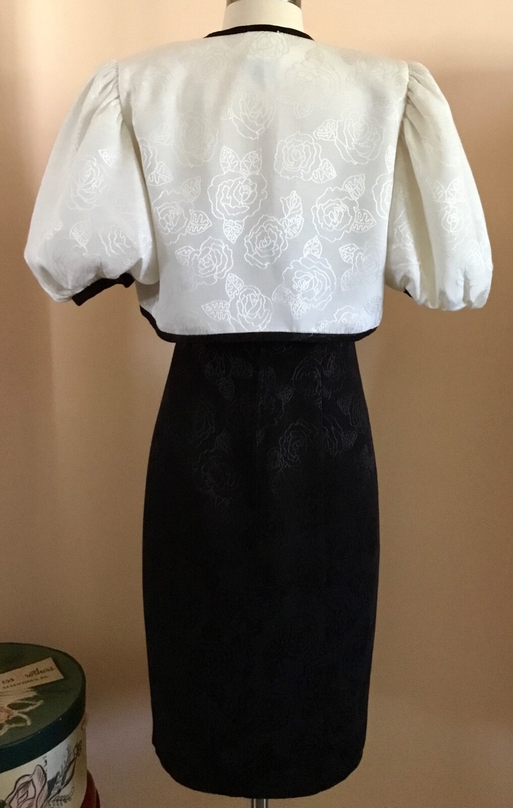 VTG &lsquo;POSITIVELY ELLYN&rsquo; 2 PC DRESS & JACKET BLACK & WHITE NO SZ OR FABRIC LABEL
