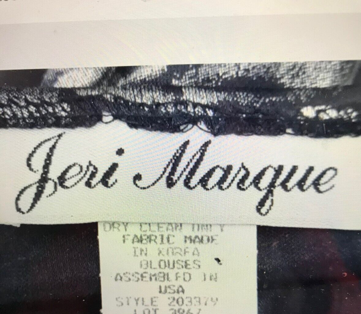 Jeri Marque Metallic Silver Foil Floral Blouson Top Smocked Waist