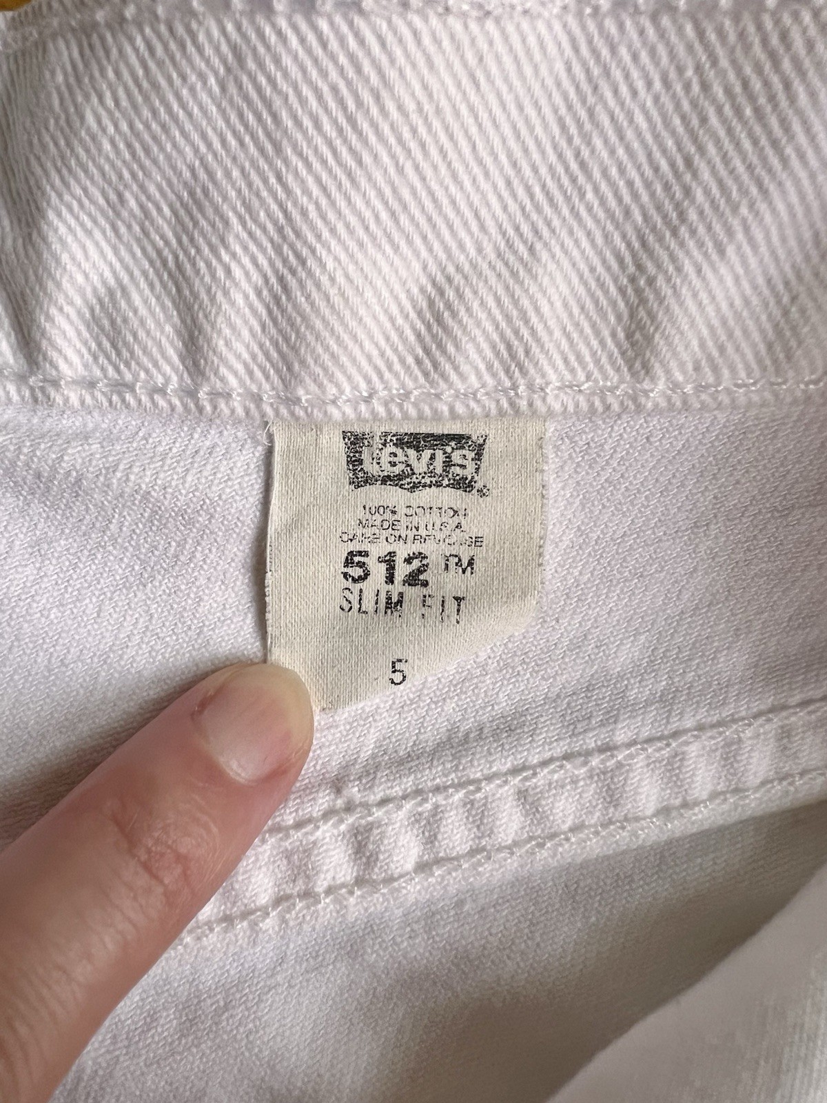 Vintage 80s Levi&rsquo;s 512 White Denim Cut Off Shorts High Rise USA XS 24 Waist