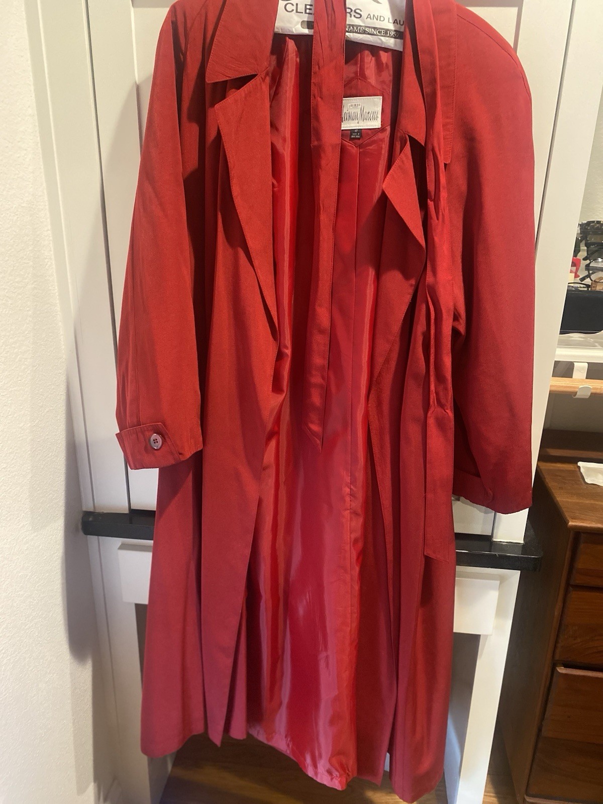 Vintage Neiman Marcus Red Long Trench