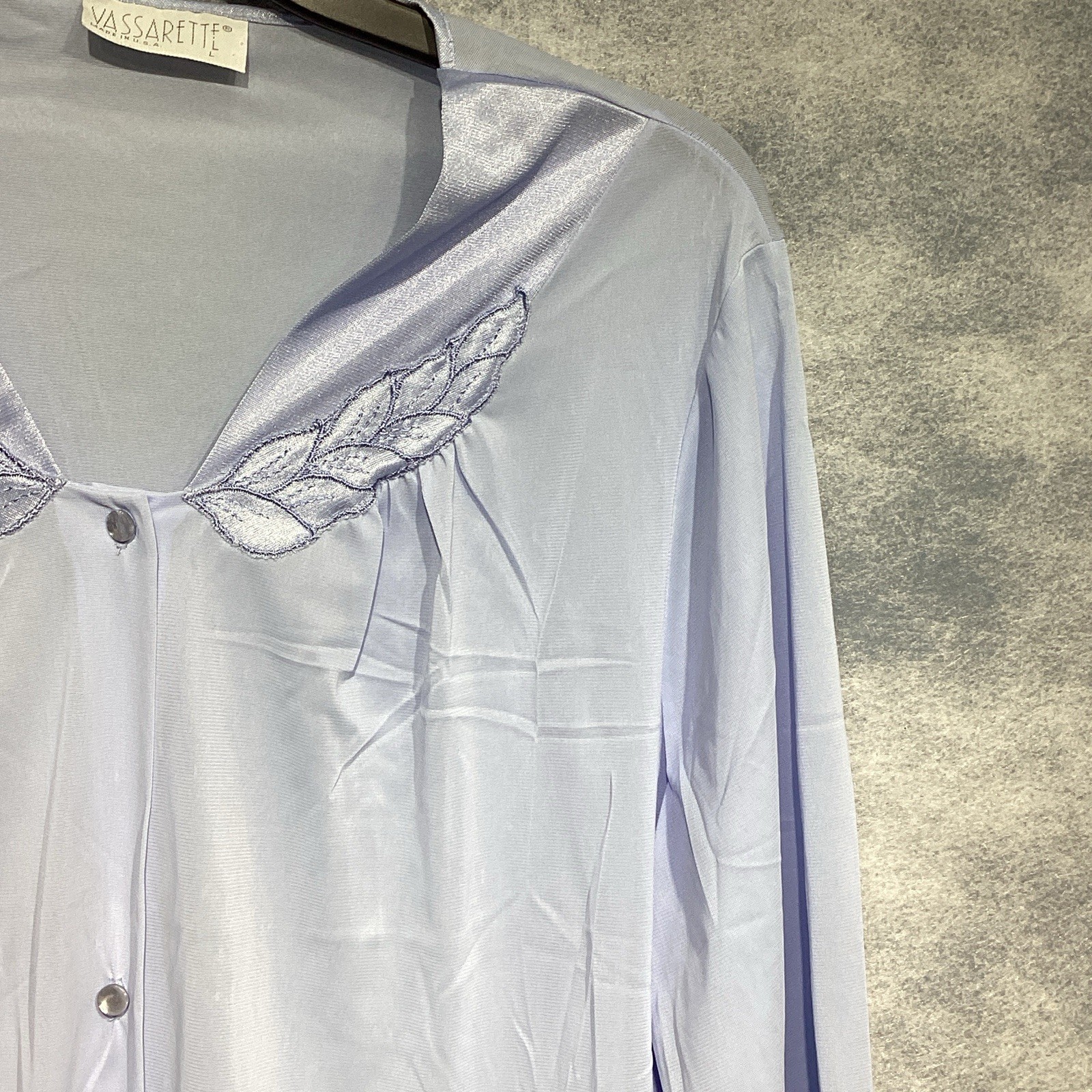 VINTAGE Vassarette Nylon ROBE Large Bust 46 Opal Blue Button NEW NWT