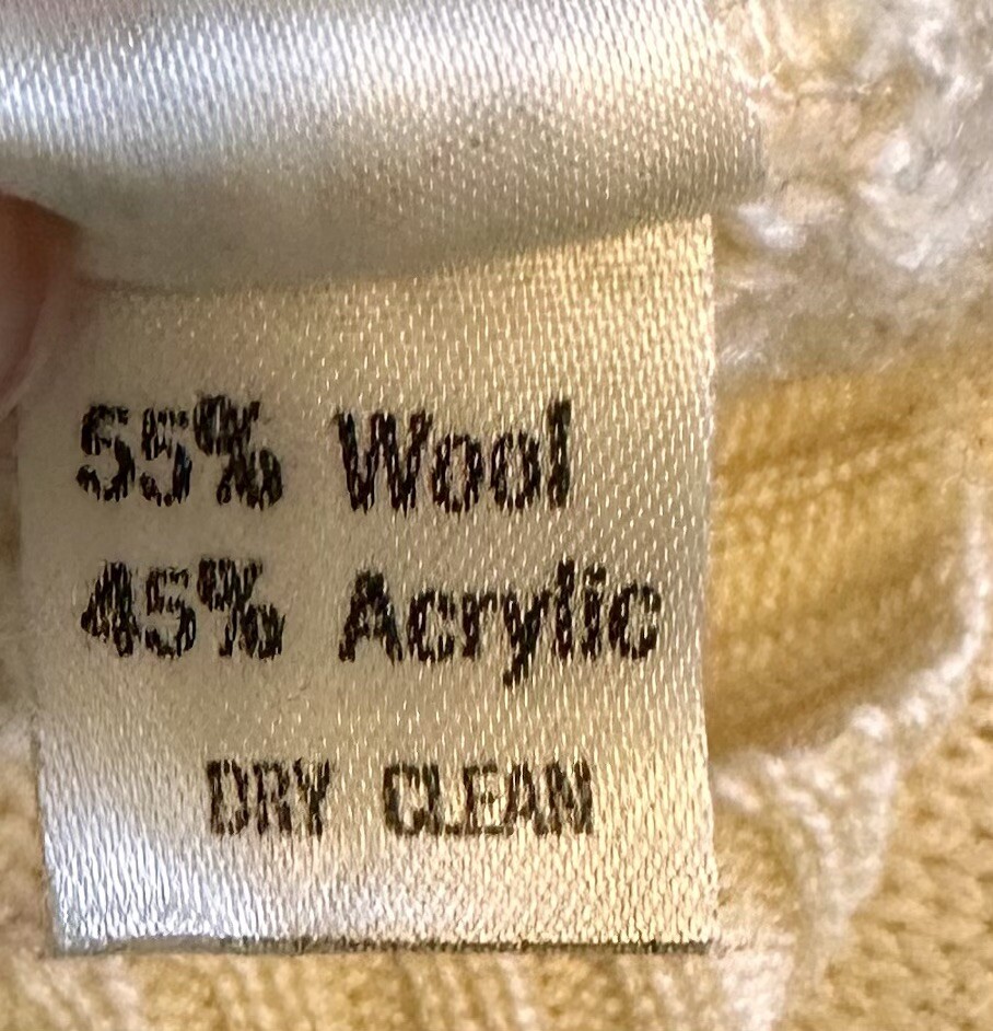 Vintage Francesca Damon Cream SS Sweater Dress Wool Blend Italy 10 Zipper Back